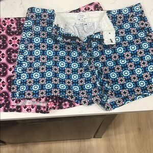 Stylish Blue and Pink Patterned Women's Shorts